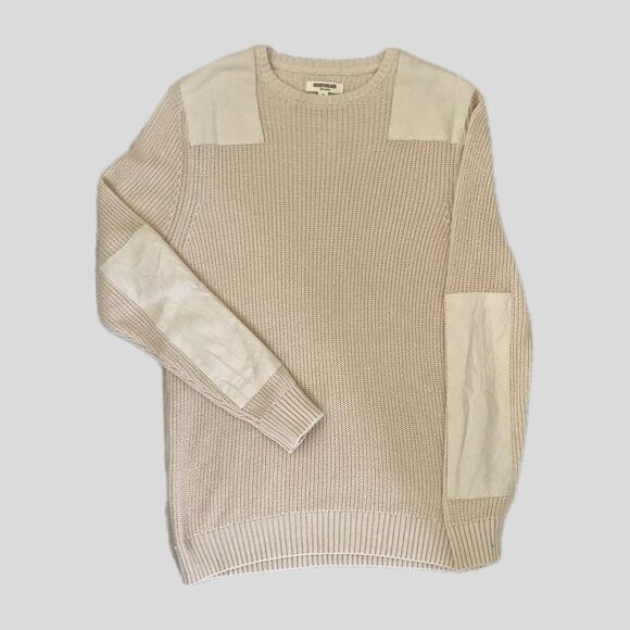 GoodThreads Mens Cotton Knit Long Sleeve Cream Pullover Neutral Sweater - M - Picture 1 of 6